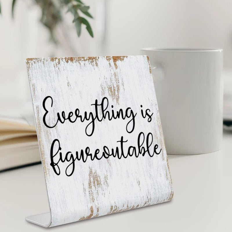 TRCENDE Everything is Figureoutable Sign, Inspirational Gift for Woman, Men, Workers, Friends,Motivational Desk Sign Decorations for Home Office Desk Bar Cubicle Table Shelf Plaque Sign Decor dksg15 - Image 5